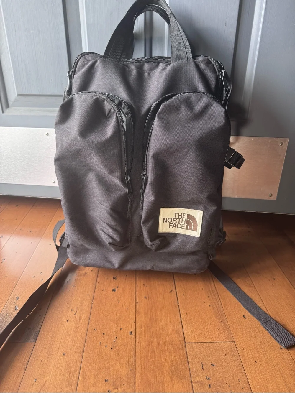 The North Face Mini Crevasse Black Backpack with Dual Front Pouches